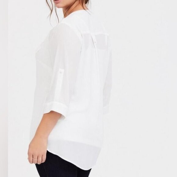 Women’s Torrid 1 Harper White Georgette Pullover 3/4 Sleeve Blouse 1X 1XL - Picture 2 of 12